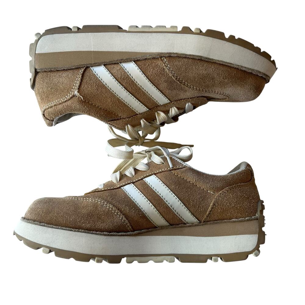 Vintage LEI Katt Tan Suede Chunky Platform Sneakers Y2K Grunge Shoes Womens 7.5